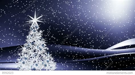 Sparkling Decorated Christmas Tree Shining In The Snowy Night Stock Animation 8992023