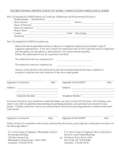 4 Work Completion Form Templates Pdf