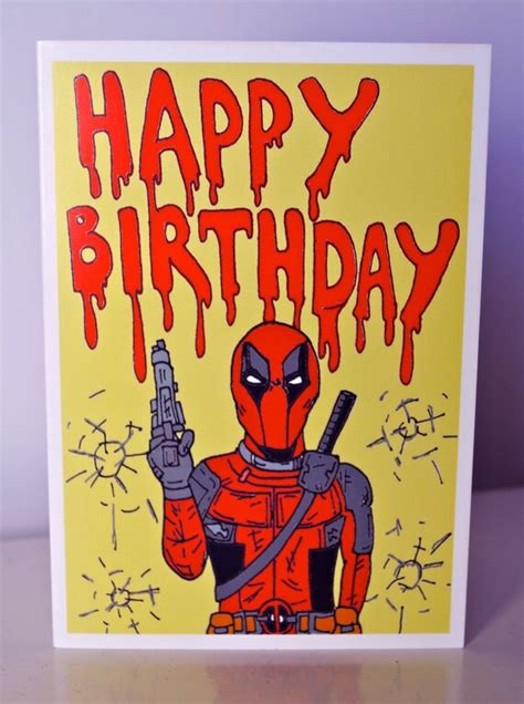 Deadpool Happy Birthday Card By Vickygould On Etsy