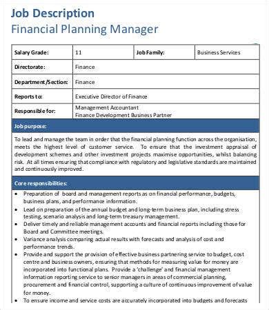 Developed annual budget and financial forecasting. Financial Manager Job Description - 8+ Free Word, PDF ...