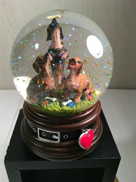 Musical Snow Water Globe Dachshunds 3 Dogs Plays Song 6 X 4 Euc