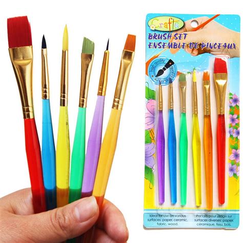 6 Pcsset Paint Brush Set New Nylon Handle Brush Kid Watercolor Drawing