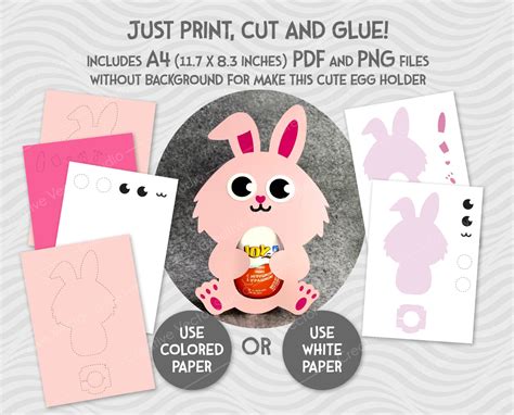 Bunny Easter Egg Holder SVG Cut File - Creative Vector Studio