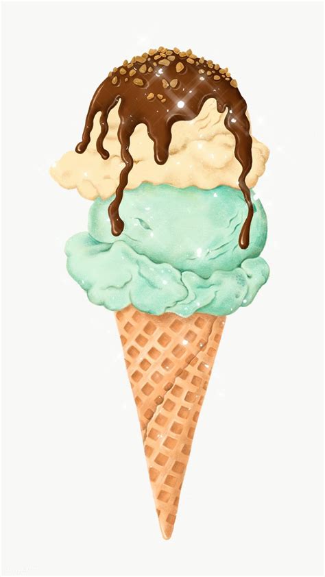 Hand Drawn Sparkling Ice Cream Cone Design Element Free Image By