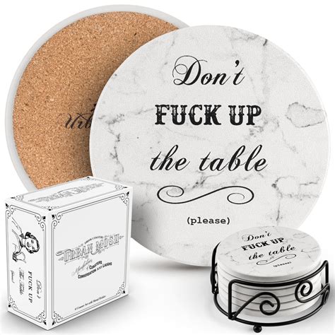 Funny Absorbent Ceramic Drink Coaster Set Don T Fuck Up The Table Pl Urban Mosh