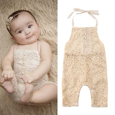 New Cute Baby Rompers Newborn Baby Girl Lace Floral Halter Romper