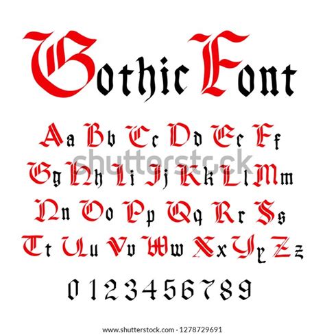 Classic Gothic Font Set Ancient Letters Stock Vector Royalty Free