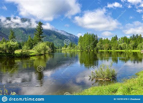 Beautiful Siberian Small River In Mountain Valley Stock Photo Image