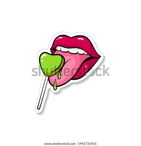 Sticker Female Sexy Glossy Lips Red Stock Vector Royalty Free 1492731926