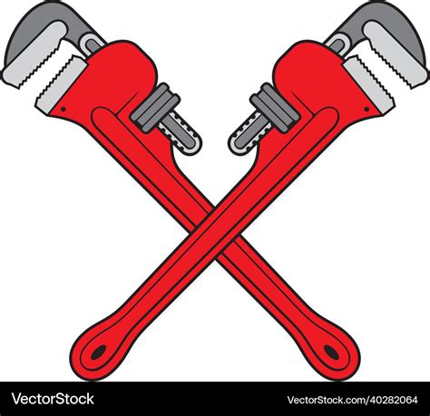 Crossed Plumber Pipe Wrench Royalty Free Vector Image
