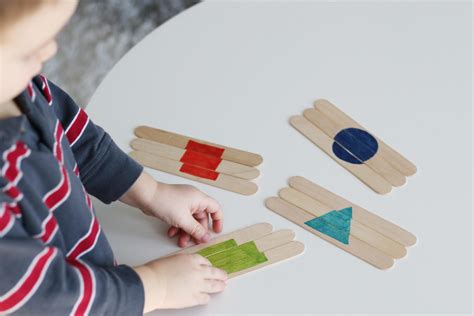 Popsicle Stick Shape Puzzles Toddler At Play Kids Crafts