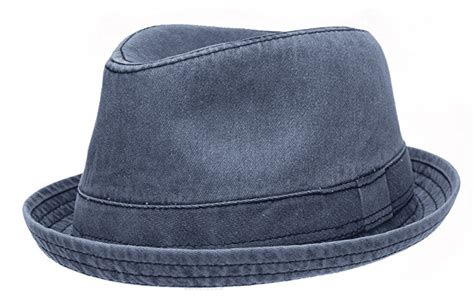 Mens Distressed Fedora Hat Washed Cotton Wpattern Lining