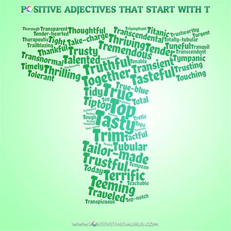 There are many more wonderful adjectives which you can use to describe a person. Positive adjectives that start with T | Positive words, Positive adjectives, List of positive ...