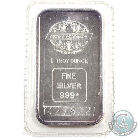 Rare Engelhard 1oz Fine Silver Bars With Large Font Serial Tax
