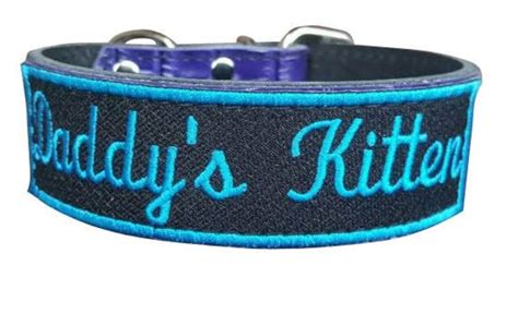 Daddys Kitten Bdsm Collar Purple Leather Submissive Etsy
