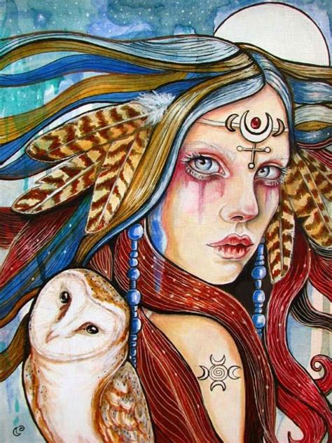 Moon Barn Owl Priestess Goddess Fine Art Print Etsy Goddess Art