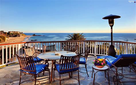 House Sea Beaches Terrace Beautiful Views Wallpapers 2560x1600
