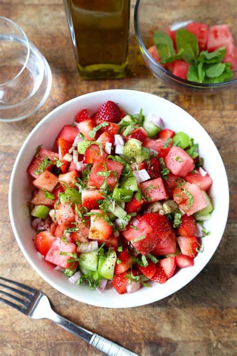 Watermelon Strawberry And Tomatillo Salad Vegan