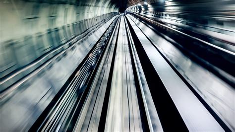 Real Underground Train Tunnel High Speed Blurred Motion Windows