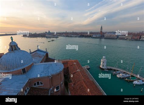 Venice Sunset Aerial View Stock Photo Alamy