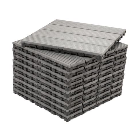 Dekco Pack Of 10 Grey Composite Decking Interlocking Tiles 30cm X 30cm