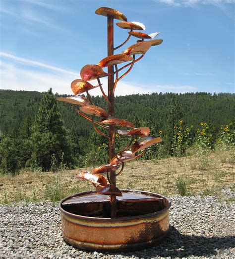 Handcrafted Copper Tree Of Life Fountain Wind And Weather