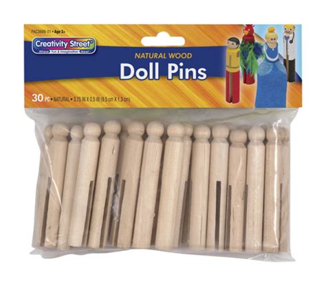 Creativity Street Wooden Doll Pins 3 34 Inches Natural Pack Of 30