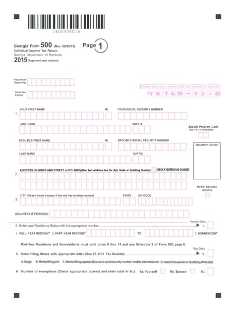 2015 Form Ga Dor 500 Fill Online Printable Fillable Blank Pdffiller