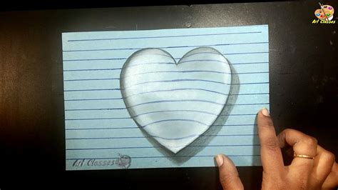 How To Draw A 3d Water Drop Heart Shape Easy 3d Drawings Youtube