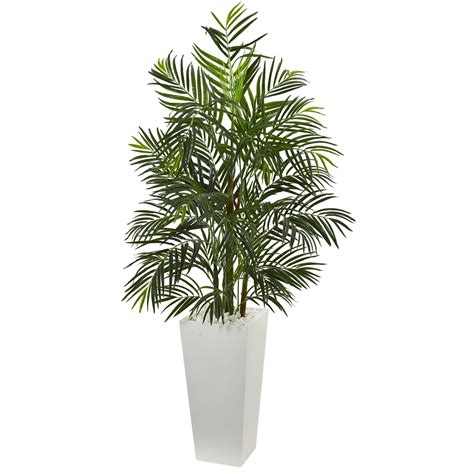 Nearly Natural 5ft Areca Artificial Palm Tree In White Planter Uv