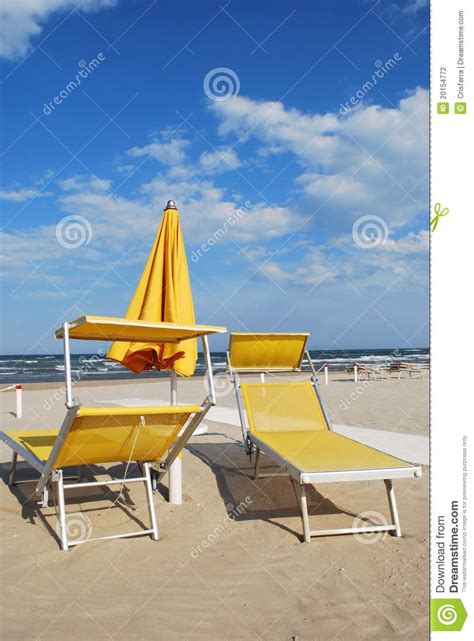 Beach Chairs And Umbrella Stock Photo Image Of Horizon