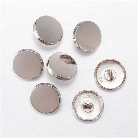 Silver Finish Metal Buttons Shank 15mm In Diameter 12 Etsy