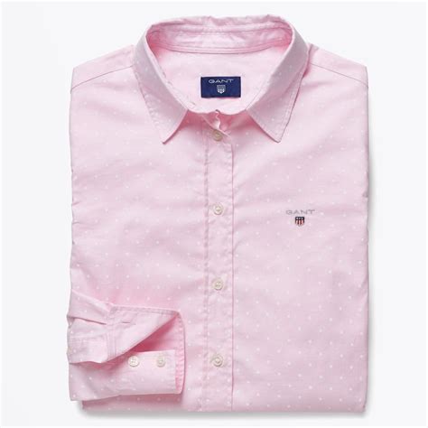 Gant Stretch Oxford Print Dot Shirt Light Pink Mr And Mrs Stitch