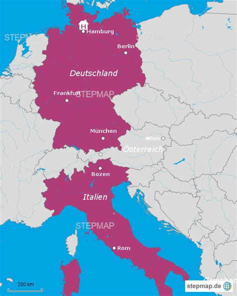 Karte italiens von einzelnen ortschaften, flüssen und seen. StepMap - Deutschland + Italien - Landkarte für Deutschland