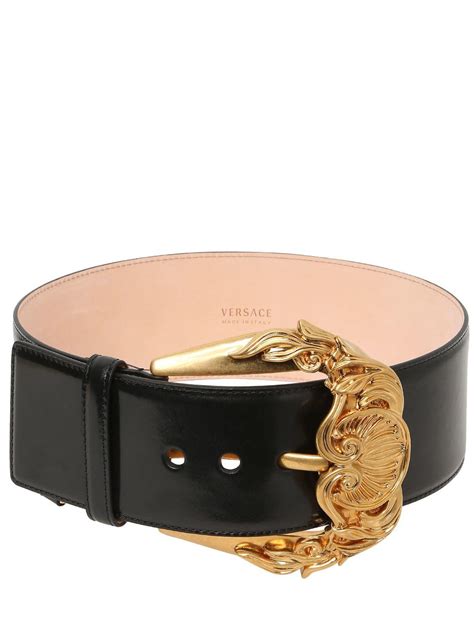 Versace 70mm Leather High Waist Belt In Black Lyst