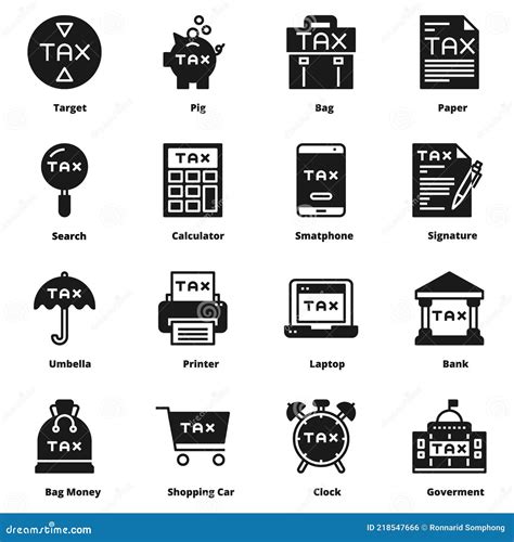 Tax Icon Silhouette Vector Set Stock Vector Illustration Of Line