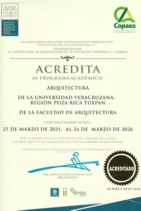 Acreditaci N Anpadeh Fac De Arquitectura Poza Rica