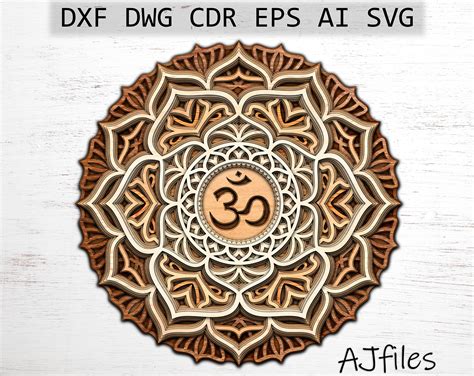 Layered Mandala Om Svg Aum Mandala Svg Laser Cut File Diy Etsy Uk