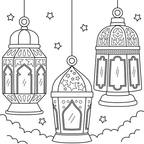 Ramadan Lantern Coloring Page For Kids 15867625 Vector Art At Vecteezy