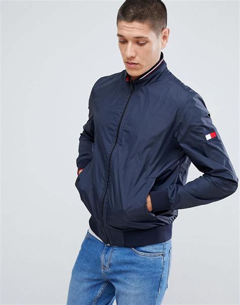Tommy Hilfiger Reversible Lightweight Bomber Jacket Sleeve And Chest Flag