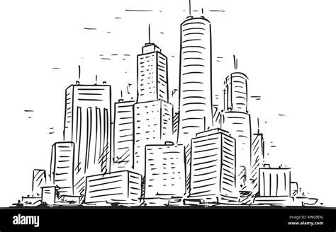Vector Cartoon Sketchy Hand Drawing Illustration Of City High Rise