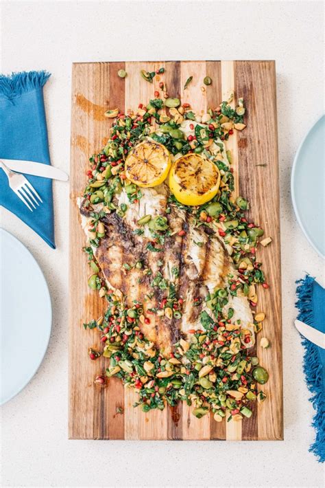 Bbq Barramundi With Pomegranate And Green Olive Tabbouleh Recipe