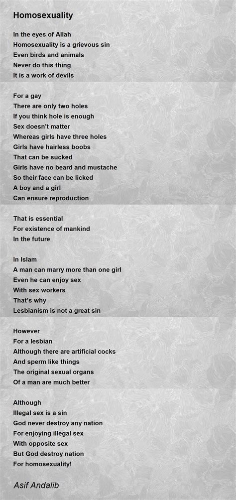 Homosexuality Homosexuality Poem By Asif Andalib