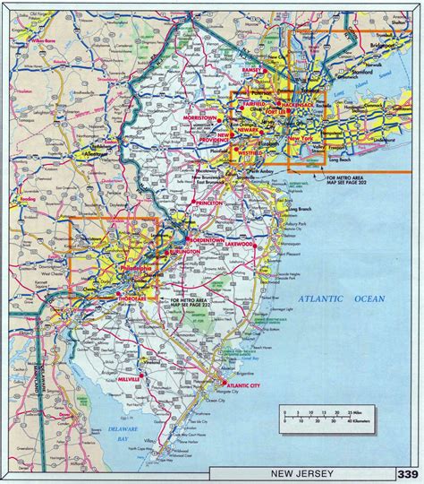New Jersey State Map With Cities Map Vector