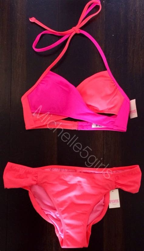 Victorias Secret Pink Body Wrap Bikini Swimsuit Neon Set 2014 Nwt Xss Victoriassecret Bikini