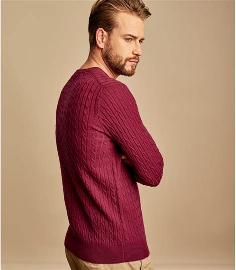Carmine Mens Cashmere And Merino Cable Crew Neck Sweater Woolovers Us
