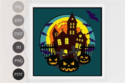 Halloween Shadow Box SVG Paper Cut Template