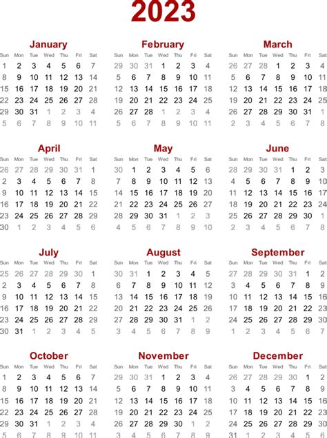 Clipart 2023 Calendar