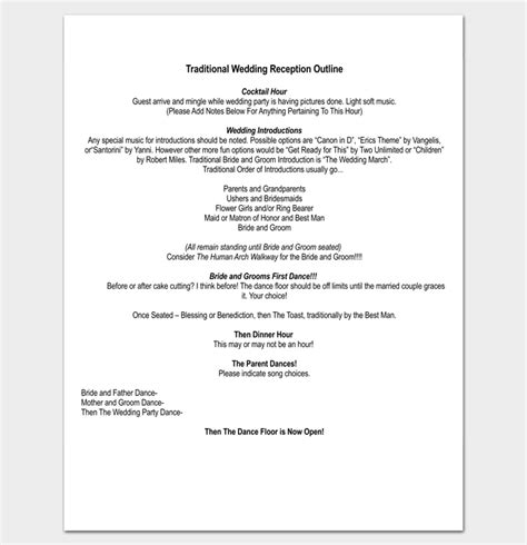 Wedding Outline Template 13 For Word And Pdf Format