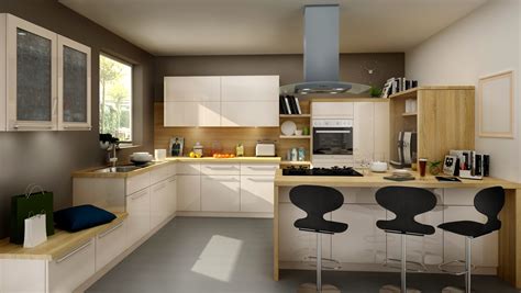 U Shaped With Breakfast Counter And Sitting Area Kitchen Wardrobes